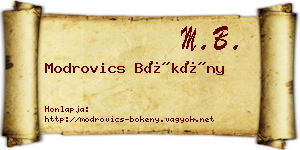 Modrovics Bökény névjegykártya